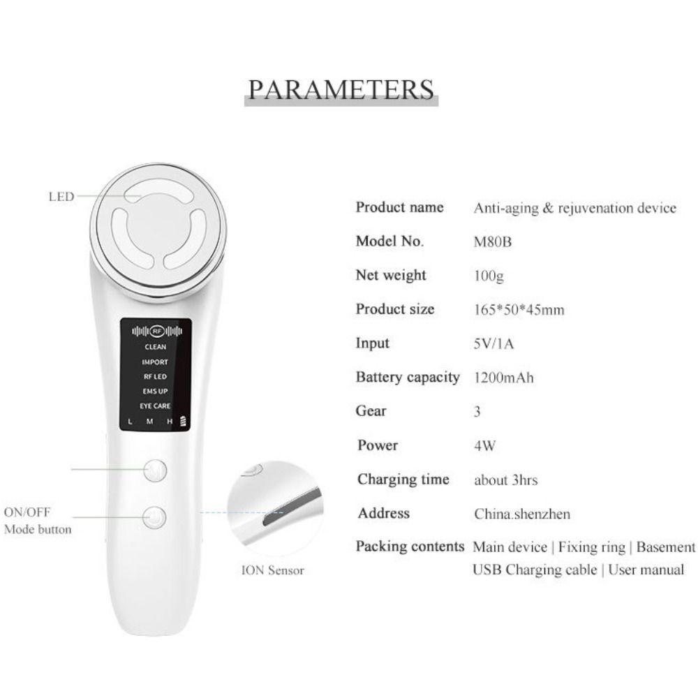 EMS Microcurrent Facial Lifting Machine 7 in 1 Face Skin Rejuvenation Device Neck Firming