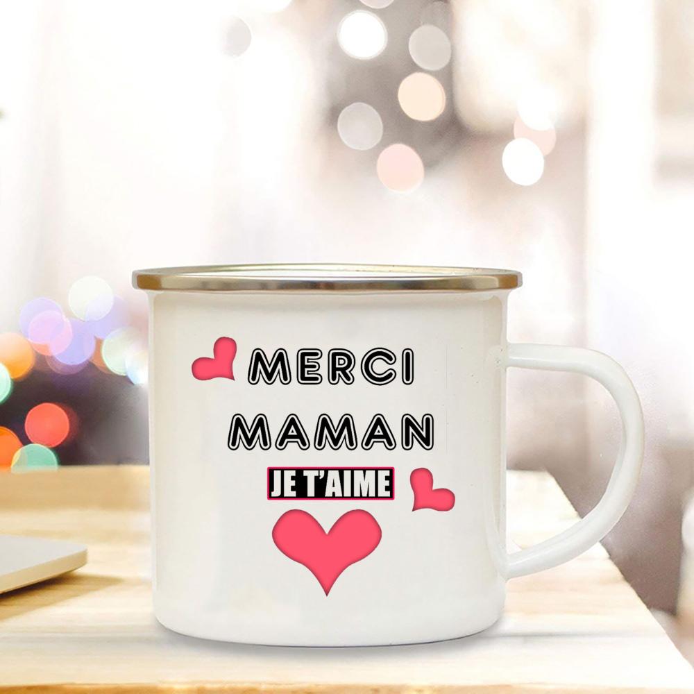Världens bästa mamma Franskt tryck Emajmugg Kreativ kaffekopp Drycker Vatten Mjölkkopp Emajmugg Hem Dryckesvaror Gåva till Maman