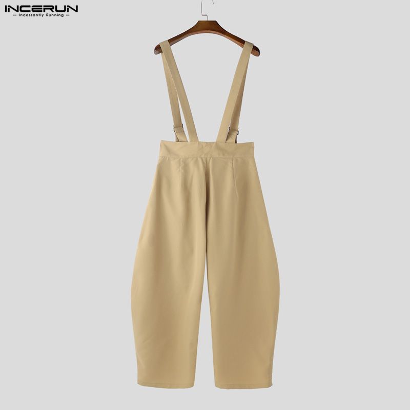 INCERUN Summer Men Sleeveless Strap Layers Casual Loose Suspender Overalls Bib Pants