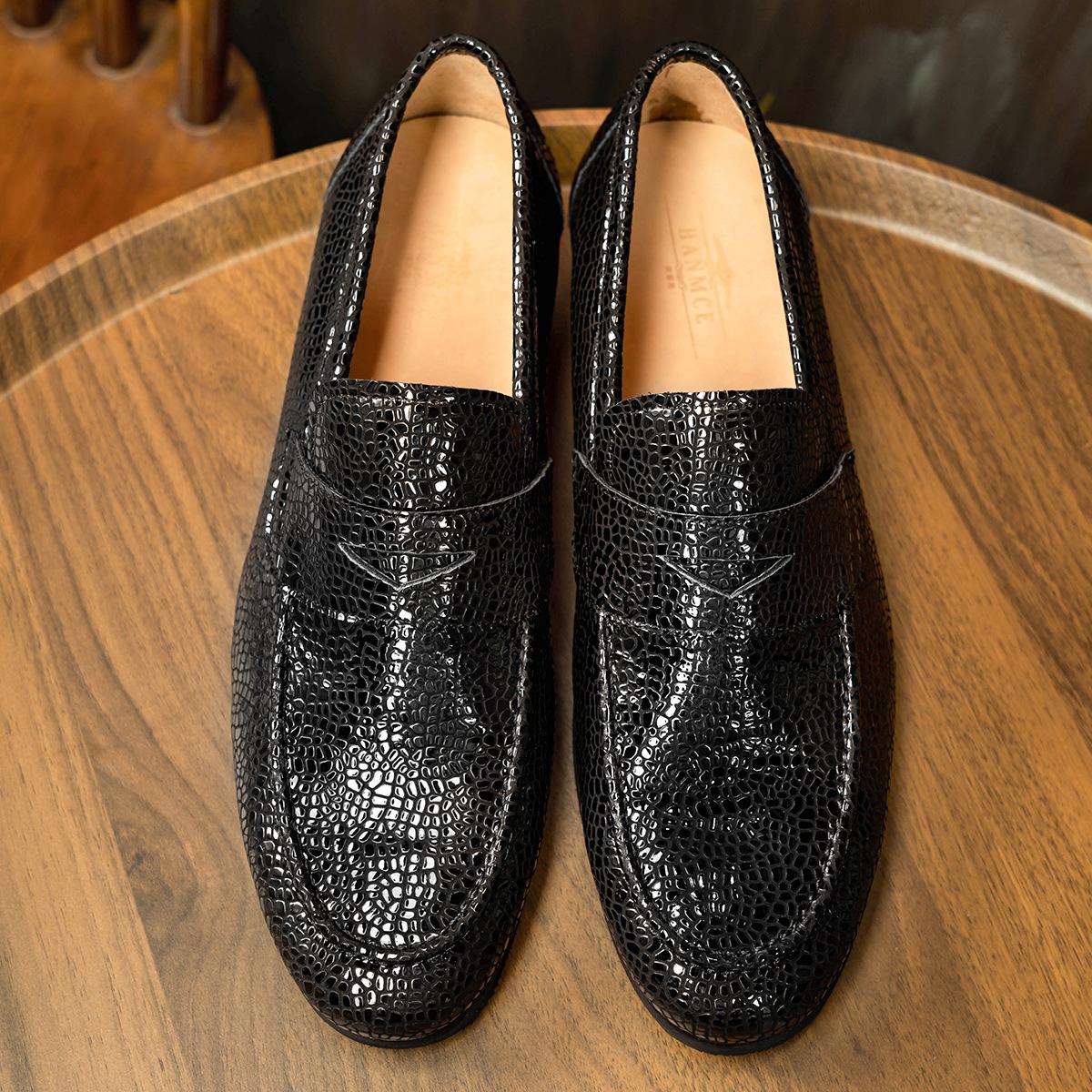 

[Подкладка из коровьей кожи] 2023 лето британские лоферы коровья кожа агатовый узор мужская повседневная обувь обувь Doudou кожаная обувь 37