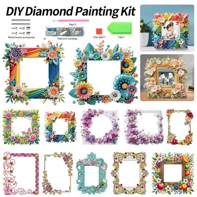 DIY Diamond Painting Kit Special Shape Floral Table Top Diamond Painting Ornament Diamond Painting Picture Frame for Home Office