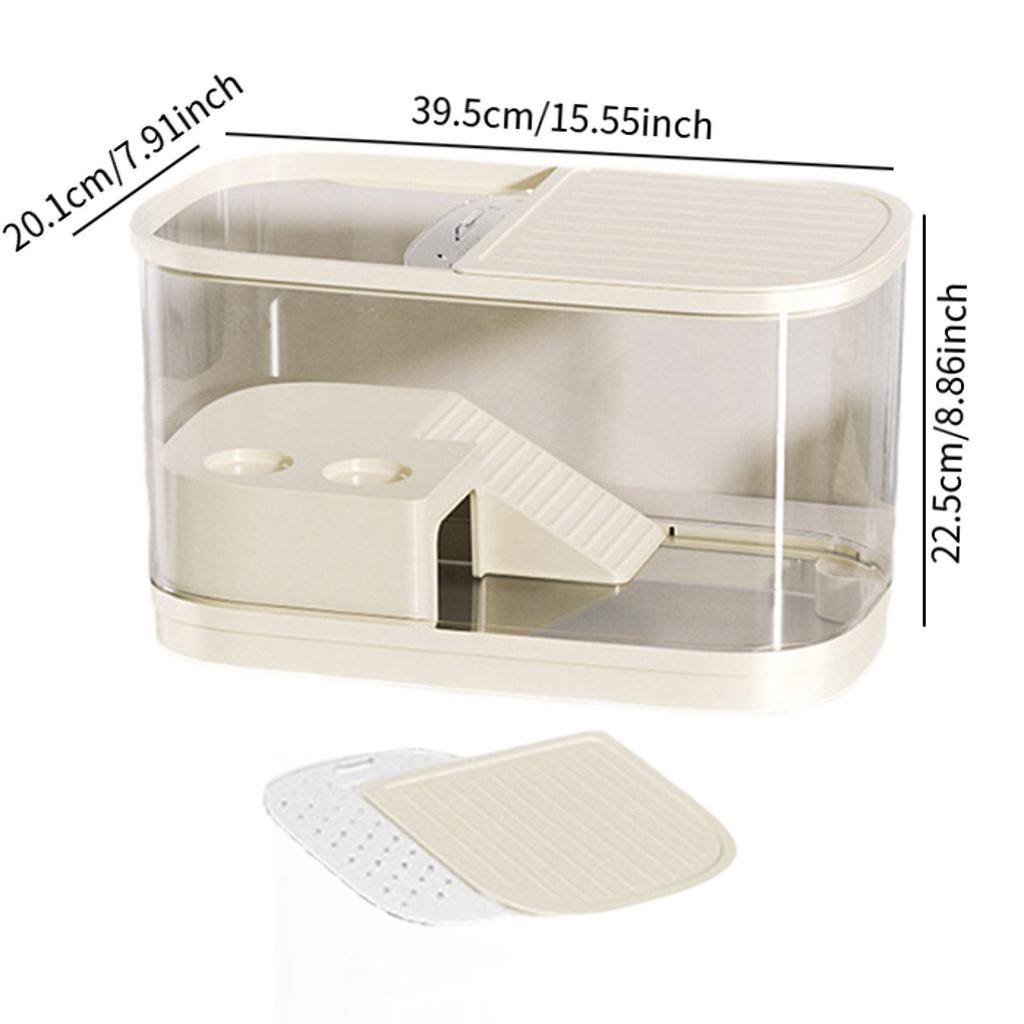 Plastic Fish Tank Household Aquarium Turtle Tank with Platform Reptile Habitat for Crabs Fishes Amphibians Reptiles