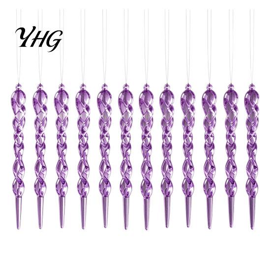 Elegant Christmas Home Decorations 12Pcs Colorful Spiral Icicle Ornaments, Acrylic Twisted Ice Bar Hanging Decor Durable Transparent Crafts for Tree,