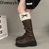 Autumn Winter Short Plush Woman Knee High Boot Fashion Butterfly-knot Knight Long Booties Botas Feminino
