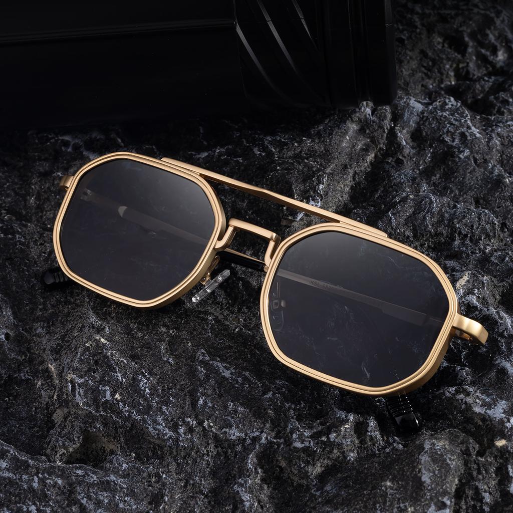 JYL TS Men's Retro Square Metal - Double-Bridge Sun-Protective KSL-98290