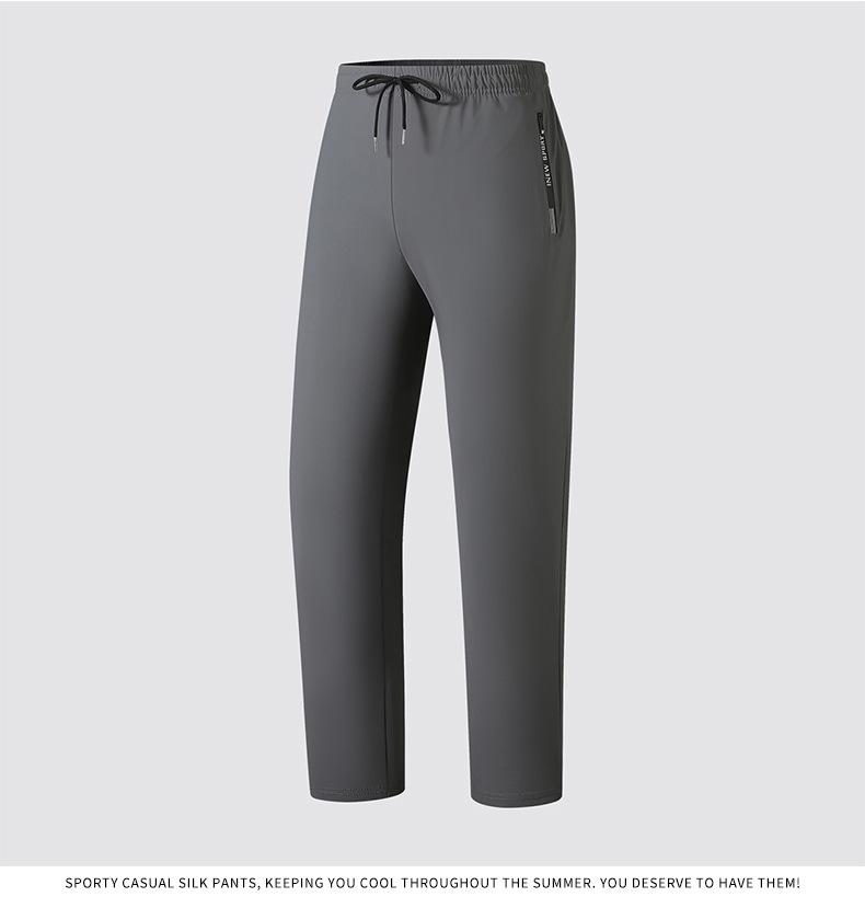 Black Quick-Drying Ice Silk Joggers: Summer Thin, Loose, High-Stretch, Plus Size Casual Sports Pants