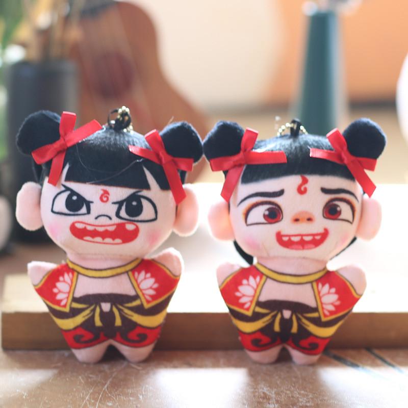 Nezha Short Cute Plush Stuffed Doll Keychain Pp Cotton Fill Backpack Decor