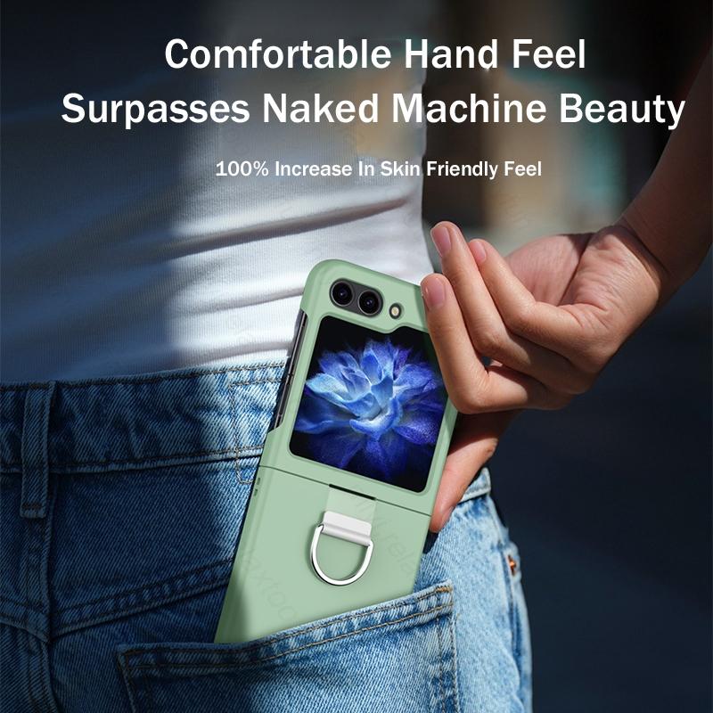 Candy Color Feeling Skin with Ring Holder Stand Case for Samsung Z Flip6 Flip 5 4 5G Hard PC Protect Fundas