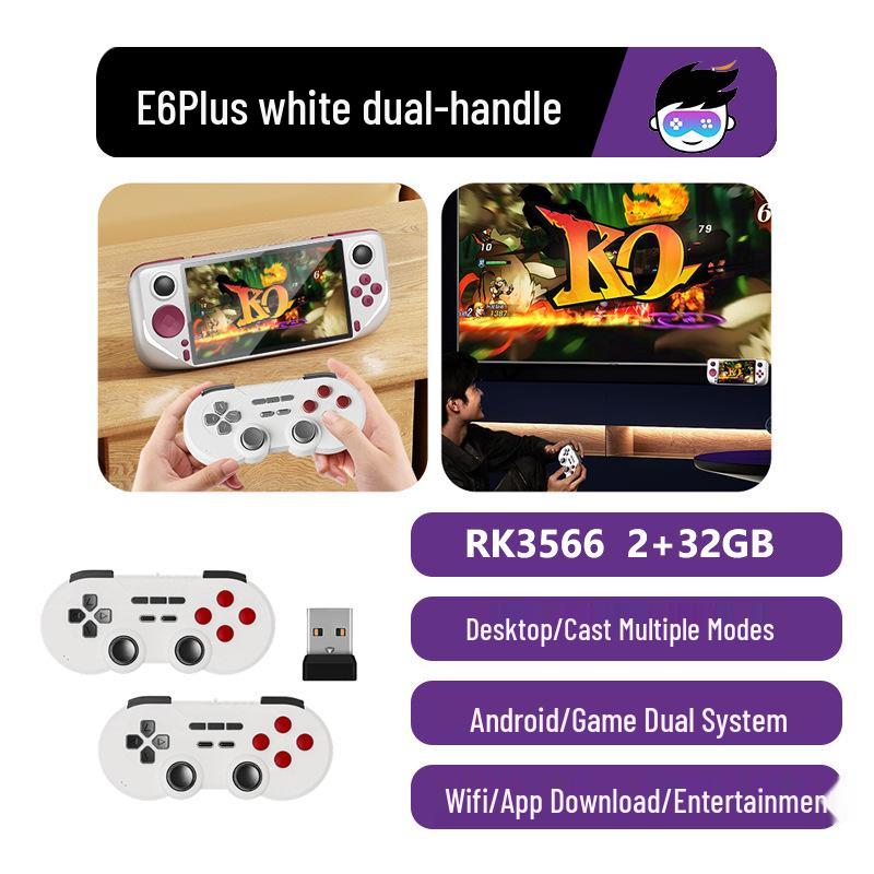 Console de jeu portable E6Plus Écran tactile HD 5", RK3566, Double système, Prise en charge WiFi et Screen Casting