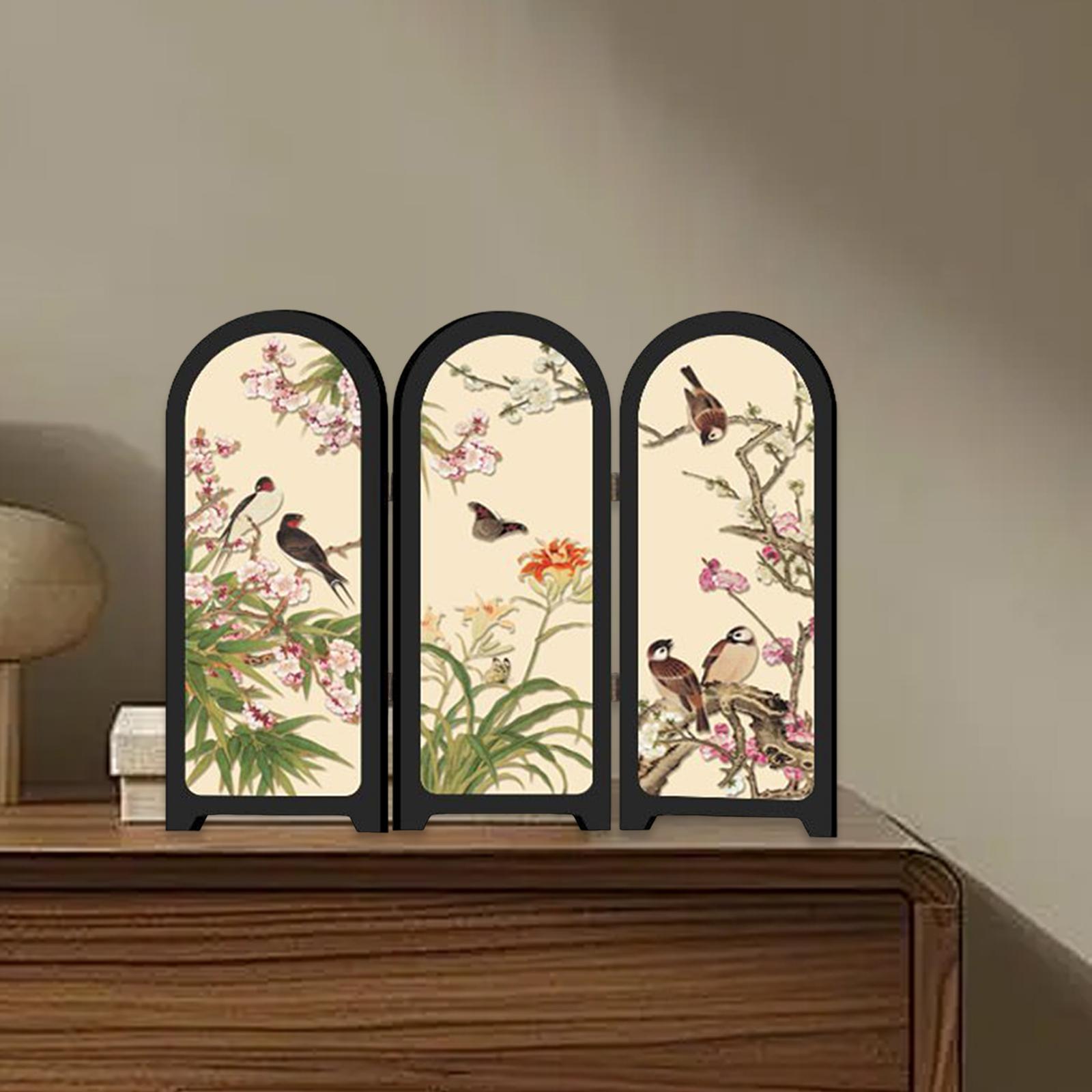

Chinese Design Mini Screen Ornament Oriental Gift Desk Partition for Office Countertop Entrance Cabinet Dining Room Bedroom