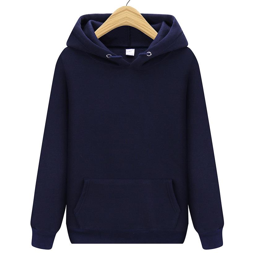 Unisex Solid Color Thick Hooded Sweatshirt with Plus Velvet for Autumn and Winter