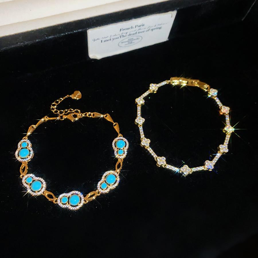 Vintage Goldplated Gourd Bracelet With Zircon Stones For Women Gift