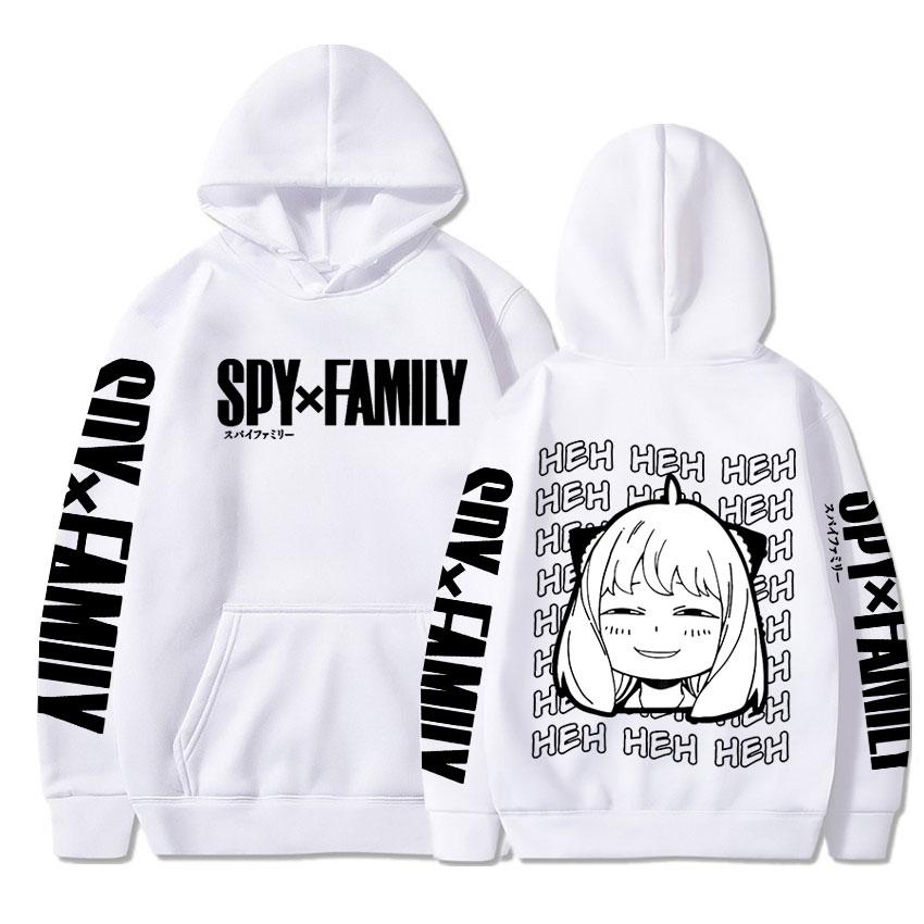 Funny Anime  Spy X Family Anya Forger Kawaii Hoodies Fashion Streetwear Harajuku Black And White Graphics Winter Warm Sweatshirt