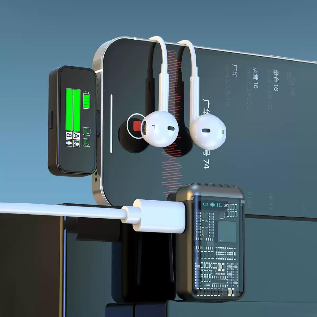 KS08 Wireless Lavalier Lapel Microphone Vlog Mic AI Noise Reduction Audio Recording For iPhone Android PC With Charging Box