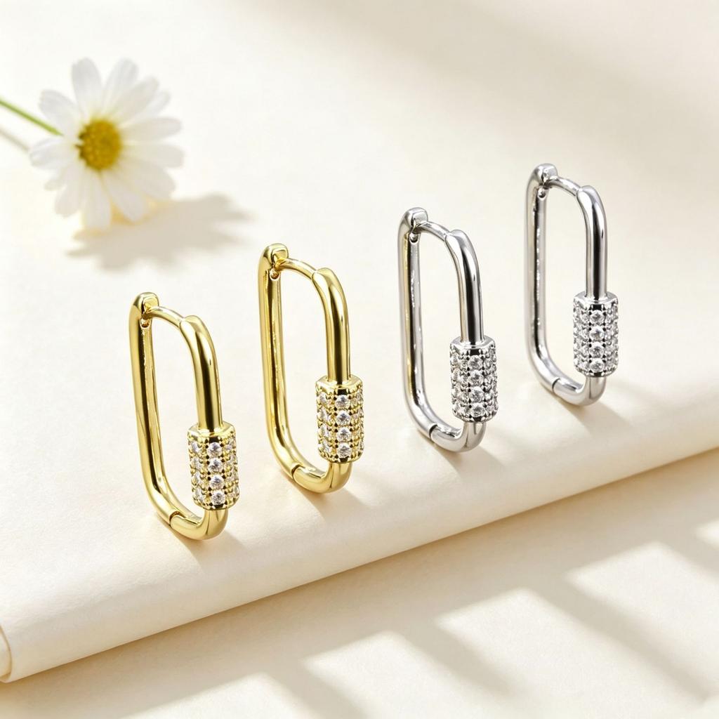 Light Luxury Geometric U Shaped Oval Hoop Earrings For Women Retention Personalized Versatile Jewelry