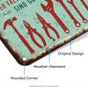 Vintage German Workshop Rules Metal Tin Sign - 8x 12 Inches, Rustic Teal Wall Art with Tool Illustrations for Home, Farmhouse