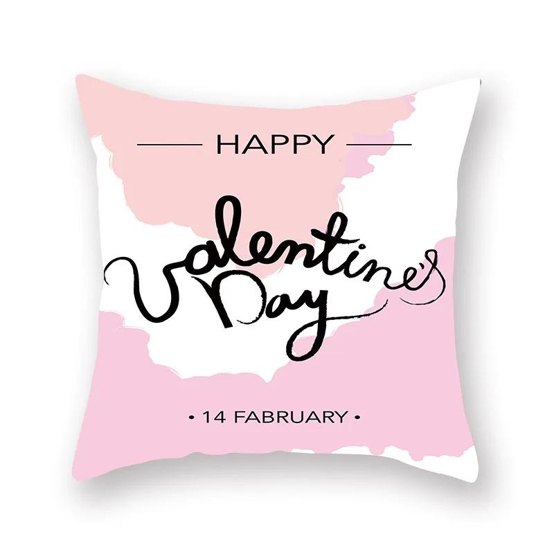 Cute Pink Red Heart Print Home Decor Pillow Sofa Cushion Cover Valentine's Day  Pillowcase