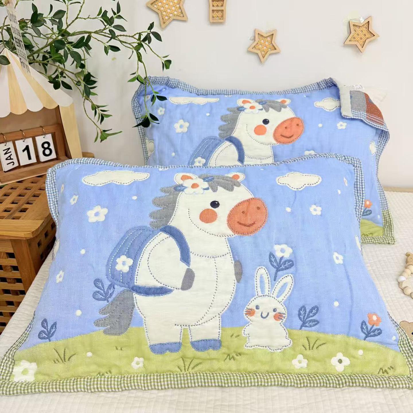 Cloud Puff Pure Cotton Pillowcase Pair - Soft, Skin-Friendly, High-Grade Gauze. 52*75 Pair