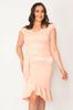 Women's Big Size Dress Plus Size Powder Flounce and Collar Detailed Dress