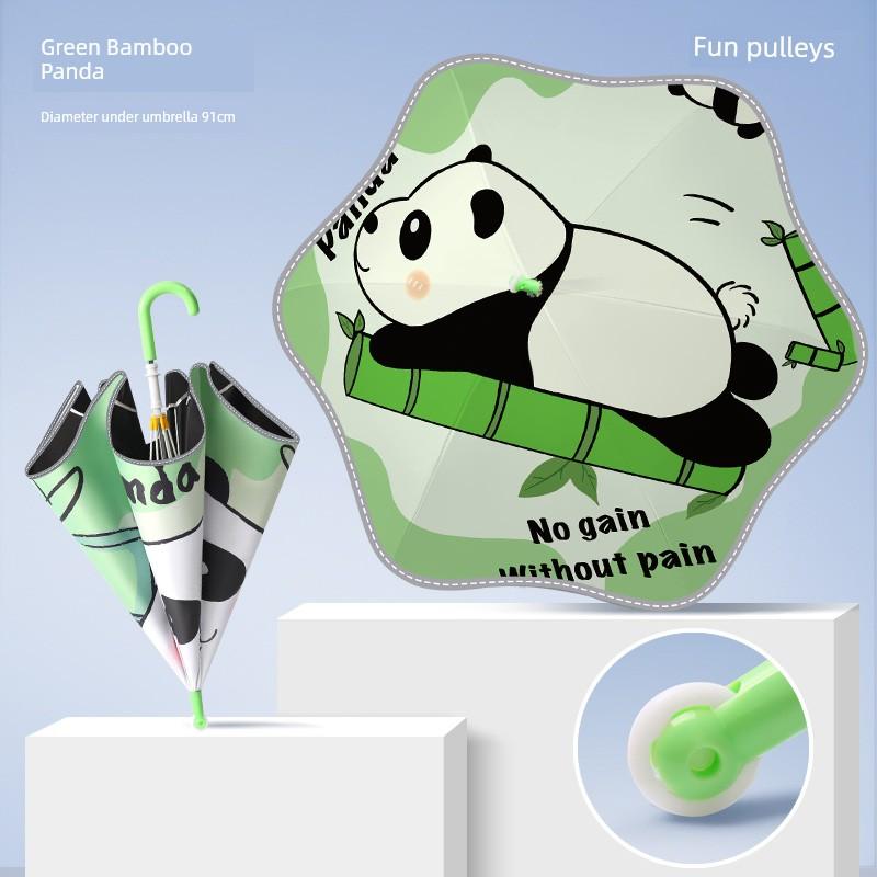 Children's Umbrella with Rounded Corners, Lightweight, Reflective, Cartoon Design, Suitable for Boys and Girls, Primary School Students, Dual-Use for