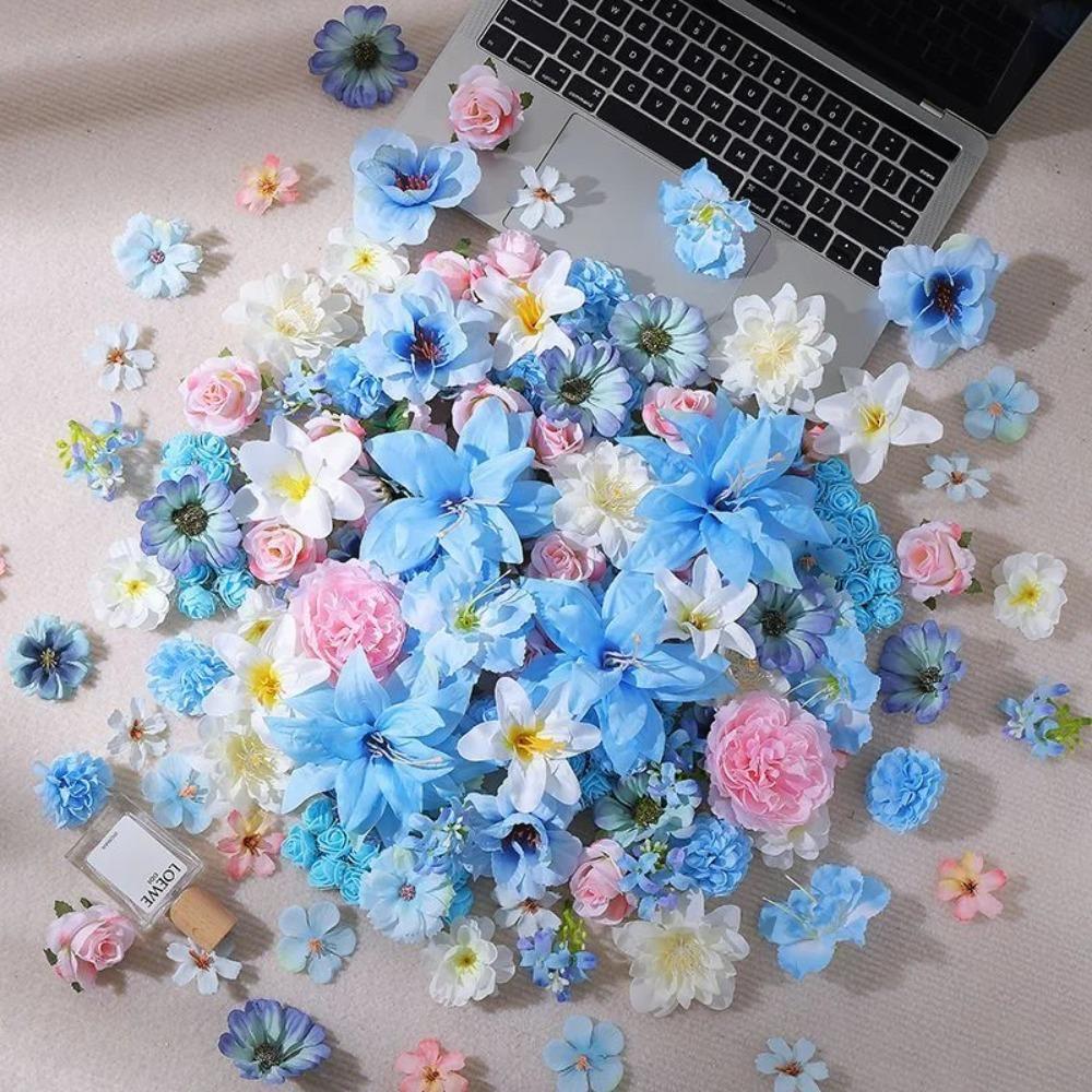 20/52Pcs Artificial Flowers Silk Fake Flowers for Home Decor DIY Craft Gifts Accessories Bride Wedding Decor Photography Props