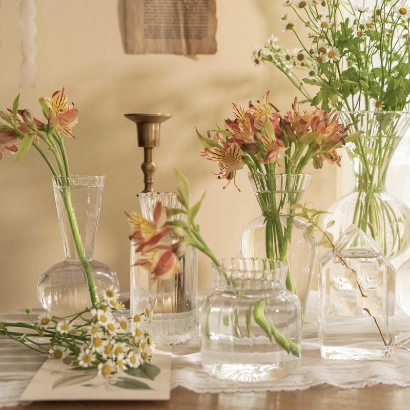 Ins Glass Vase Nordic Transparent Vases Flower Arrangement Container Flower Vases Table Vase Decor Home Decoration