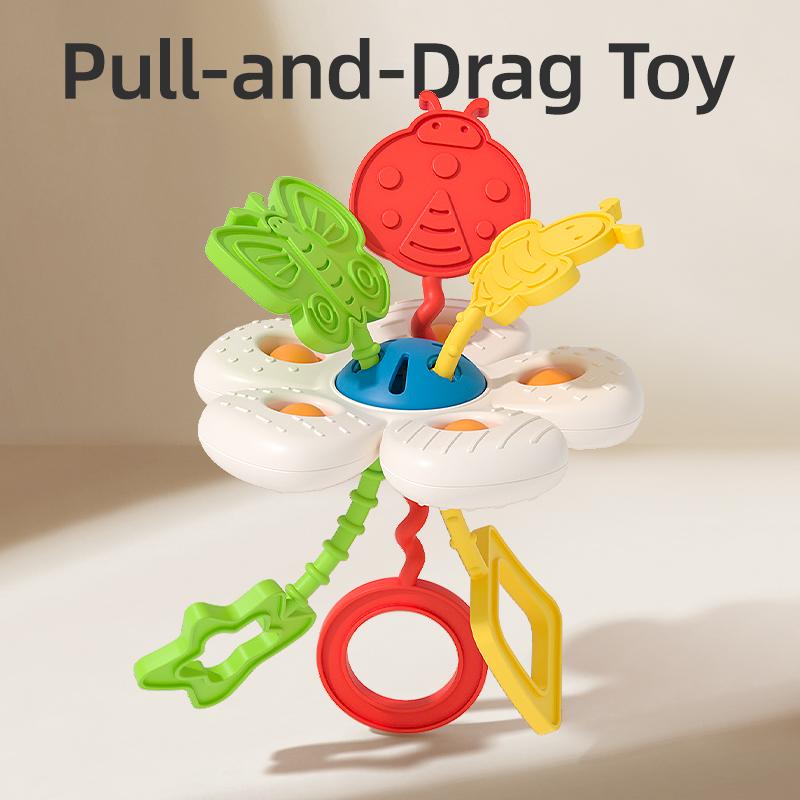 

Non-Toxic Silicone Flower Pull String Baby Teething Toy Enhances Color Recognition Hand-Eye Coordination And Motor Skill Birthday Gift