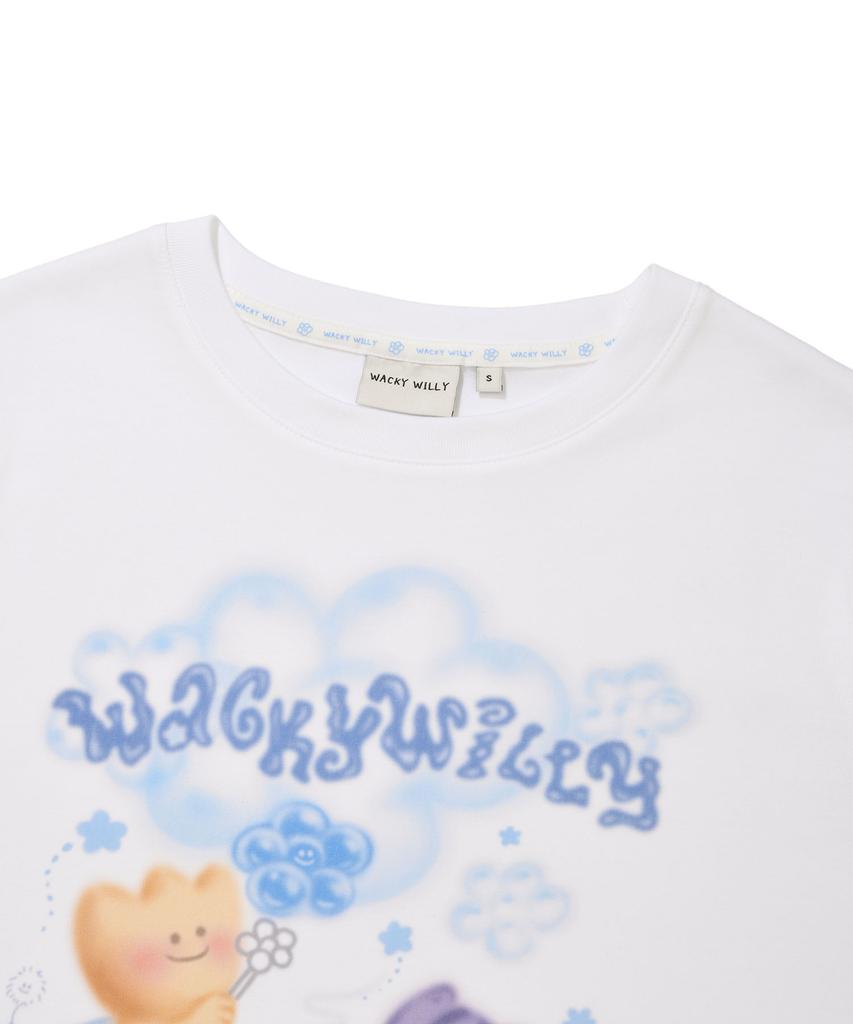 WACKY WILLY Women'S Graphic Semi-Oversized Short Sleeve T-Shirt White