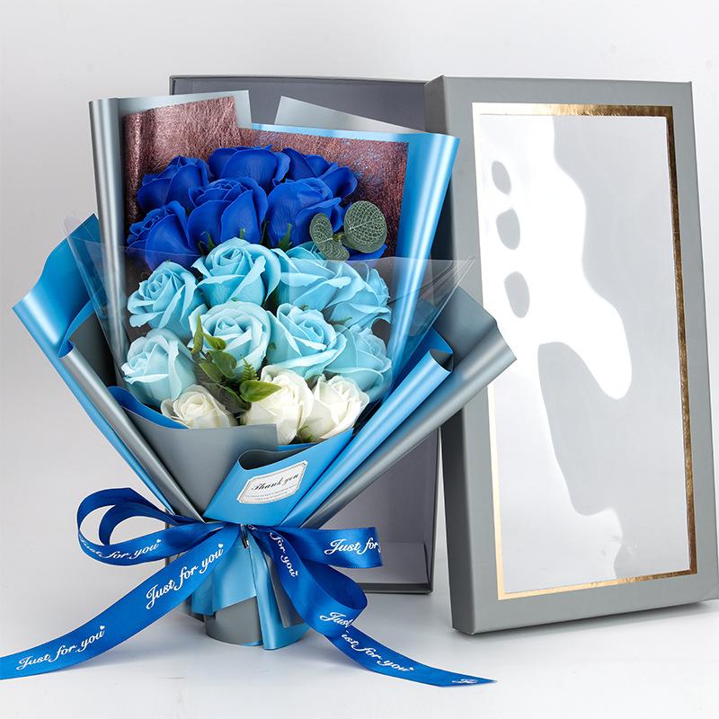 Künstliche Seifenblumen Rosenstrauß Geschenktüten Valentinstag Geburtstagsgeschenk Hochzeit Heimdeko 18 Rosen Seifenstrauß Geschenkbox
