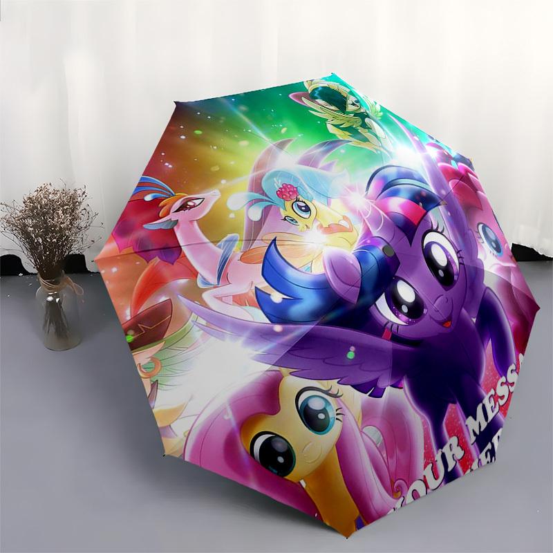 1pc My Little Pony Automatic Folding Umbrella Portable 3-Fold Design, 8-Bone Iron Frame Outdoor Umbrella, Ideal Gift for Fans, Travelers, Daily Use, S