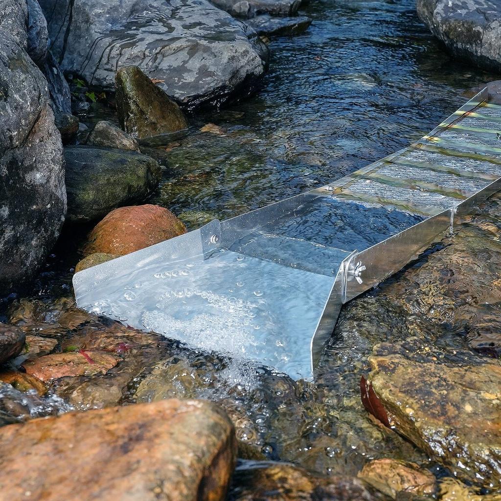 Goldwaschset mit Schlammkasten, 50" Aluminium Goldwaschausrüstung, 23-teiliges Goldgräber-Set mit Goldwaschpfanne, Klassiersieb, Trennmagnet,