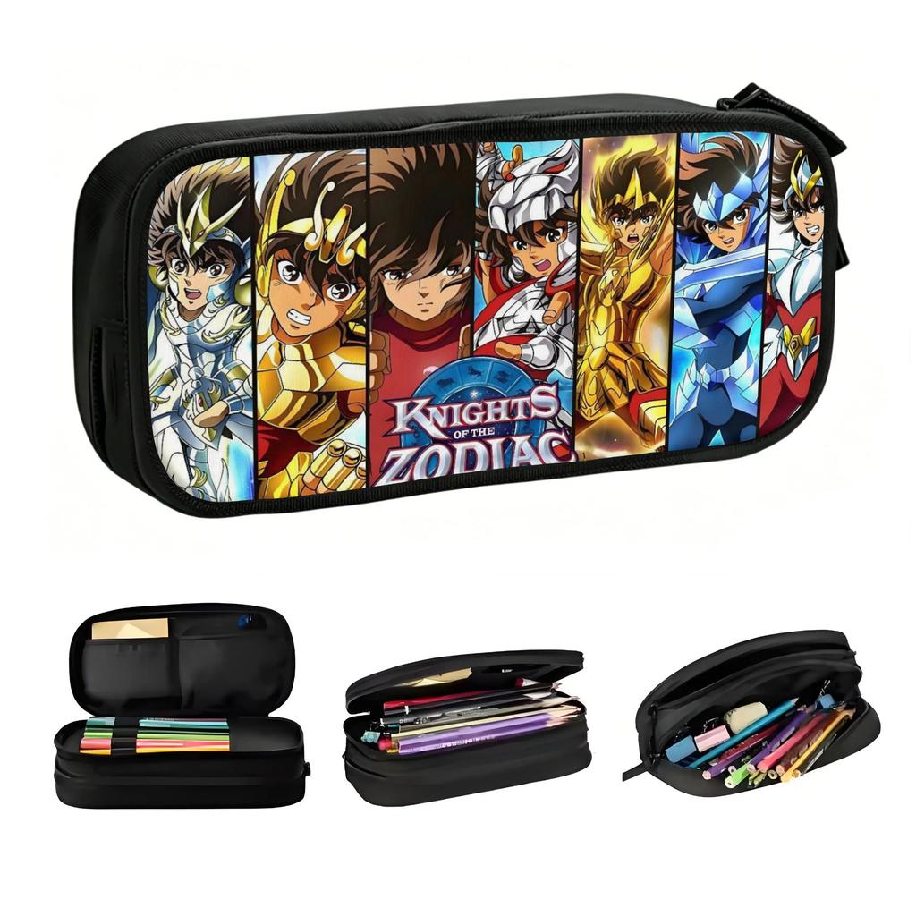 Saint Seiya Knights of The Zodiac Pencil Cases for Boy Girl Large Storage Anime Manga Cartoon Pen Bag Box School Accessories