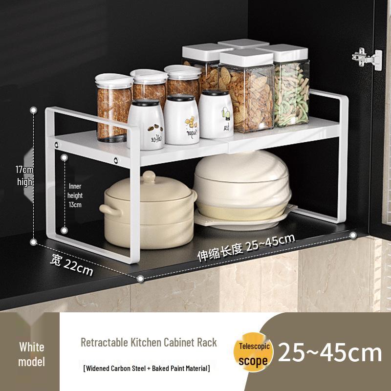 

Висувна кухонна полиця для зберігання: Багатошаровий Організатор для шафи та стільниці.