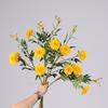 Artificial Marigold 3 Head UV Resistant Fake Silk Flower with Leaves Indoor Outdoor Garden Table Centerpiece Faux Bloom Decoration