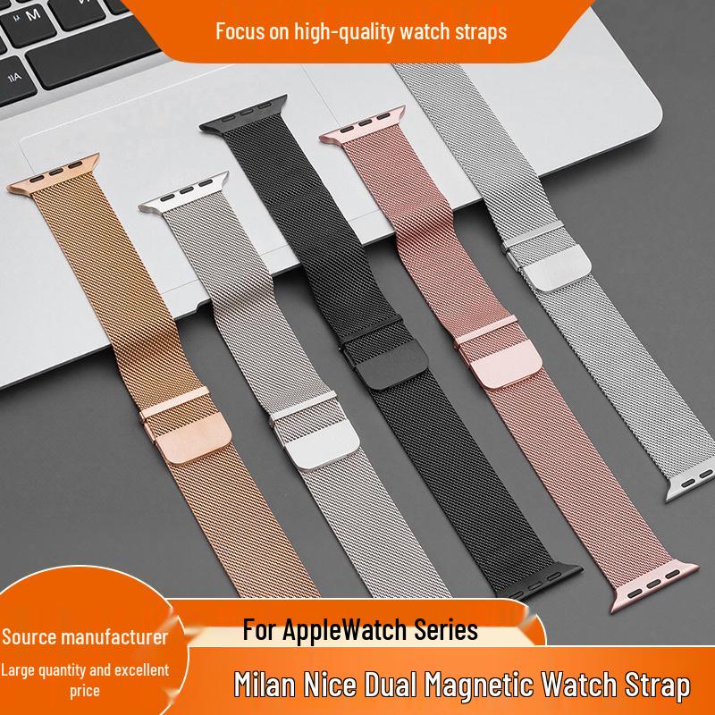 Breathable Stainless Steel Milanese Loop Watch Strap for Apple with Double Magnetic Clasp For Apple 38/40/41mm