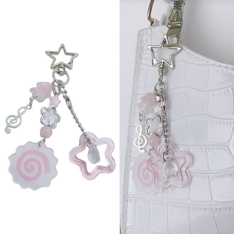 Portachiavi con Perline Rosa Scintillanti Design Stella Nota Musicale alla Moda Decorazione per Borsa Chiavi Auto per Trendsetter