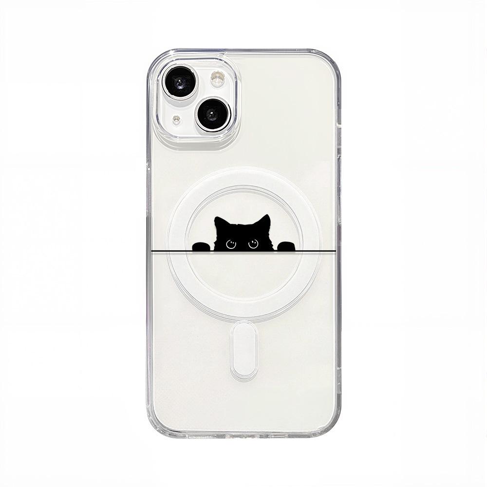 Probe Black Cat Magnetic Case for iPhone 17 Pro Max – Compatible, Transparent, Hard Case with Large Cutouts