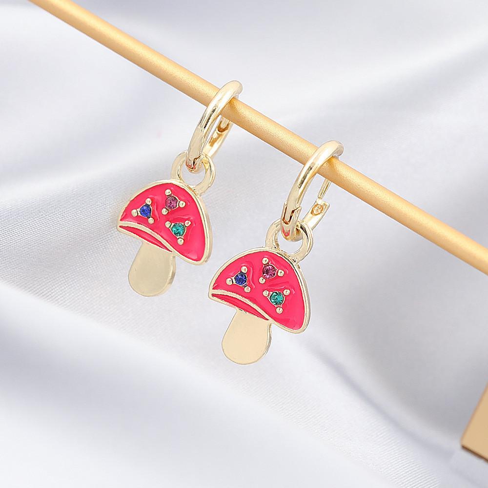 Elegant Geometric Alloy Asymmetrical Mushroom Earrings For Women In Colors Fashionable