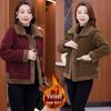 Fashionable Mid-Aged Women's Corduroy Jacket with Velvet Lining - Autumn/Winter Versatile Warm Cardigan