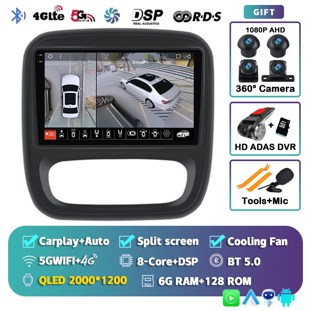 Android 14 Auto Car Radio For Renault Traffic 3 2014-2021 For Opel Vivaro B 2014-2018 Multimedia Video Player Navigation GPS DSP