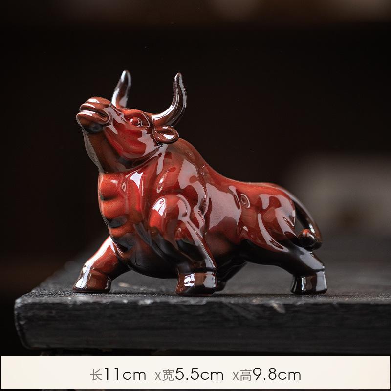Ceramiczna Statuetka Byka Walki Byków Rzeźba Bydła Wall Street Dekoracja Feng Shui do Biura na Biurko Półka na Książki Ozdoby Figurki Zwierząt