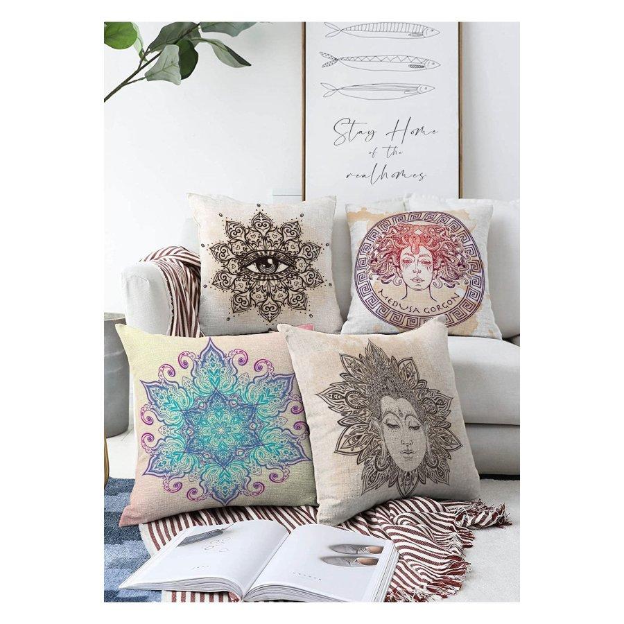 4-teiliges doppelseitiges, digital bedrucktes Kissenbezug-Set