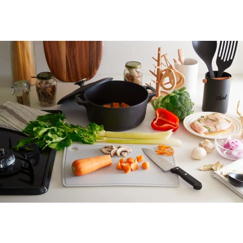 R(R) Silikon Schneidebrett, Leicht und Kompakt, Schwebende Aufbewahrung, SM-812 Silikon Schneidebrett, Mittel, Hellgrau