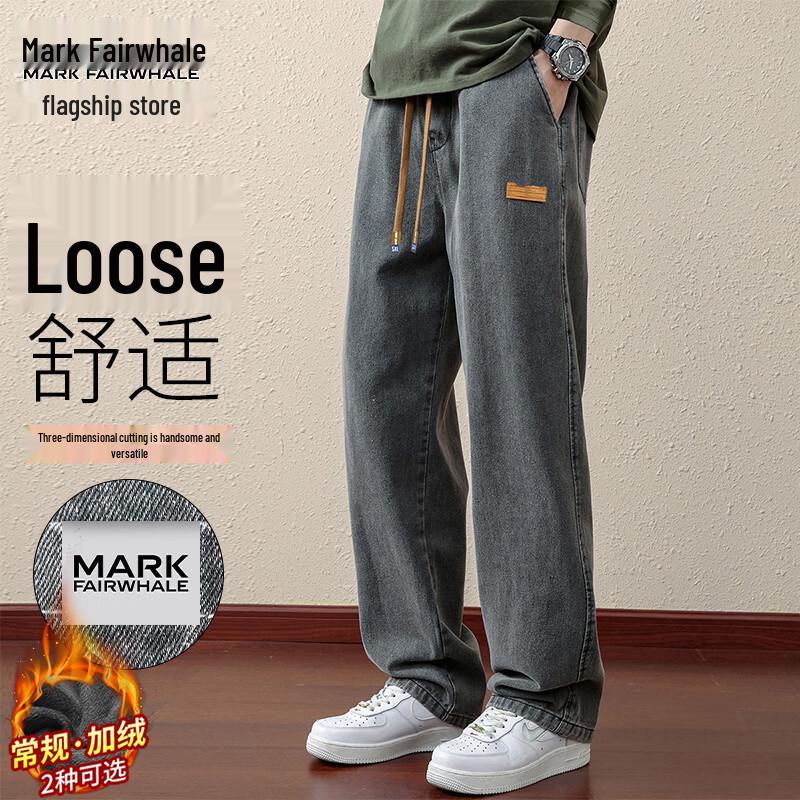 MARK FAIRWHALE Men s Loose Straight-Leg Casual Jeans 3XL