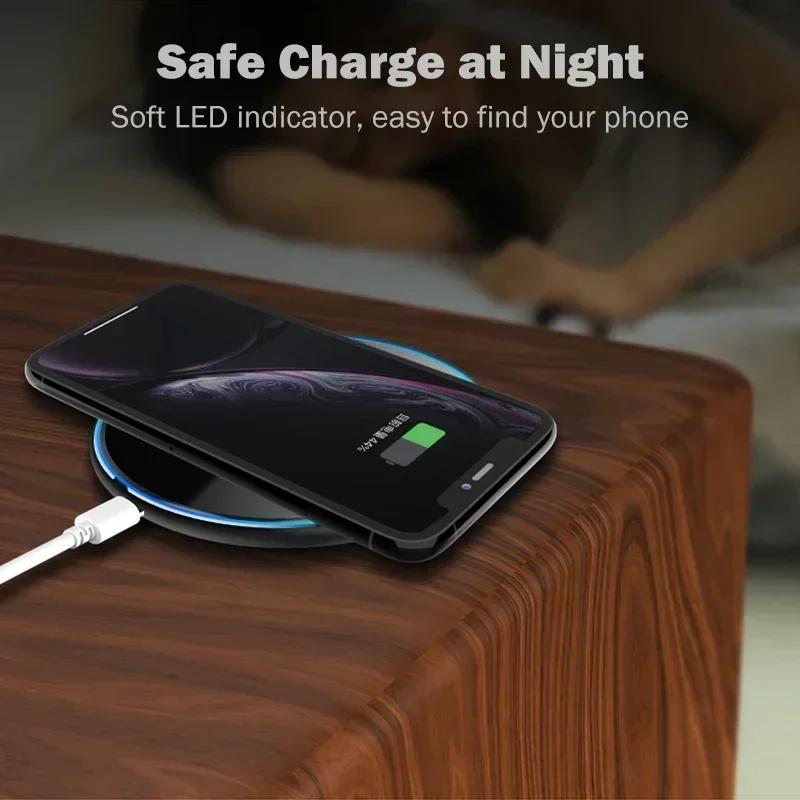 15W Qi-compatible Wireless Charger for Samsung Galaxy S24 S23 S22 S21 S20 Ultra Plus FE Wireless Charging Pad with Type-C Cable