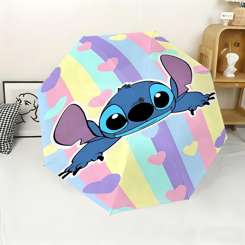 1pc Umbrella Featuring a Cute Stitch Design, a Fully Automatic Umbrella Suitable for All Occasions, a Portable Folding Rain Um