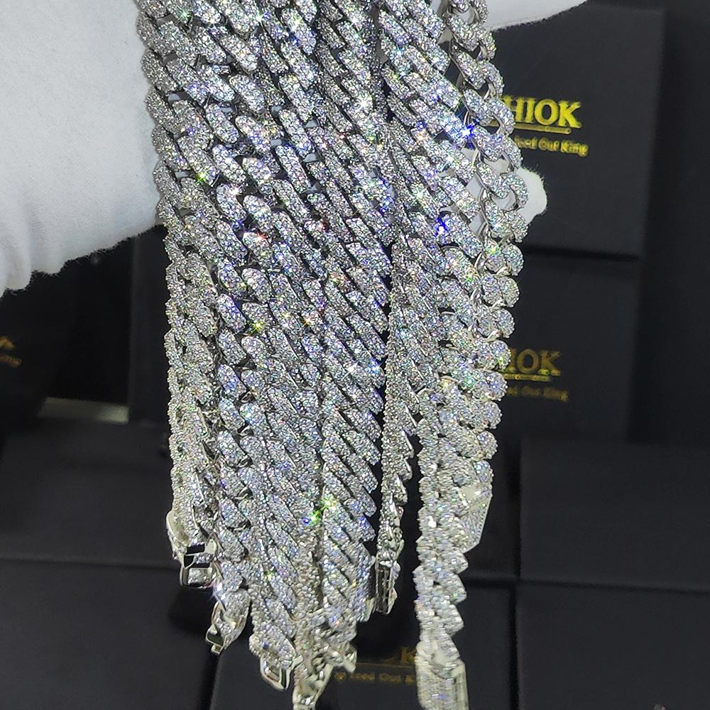 Hip Hop Jewelry 10/12/14/15/20mm CZ Cuban Link Necklace For Men Miami Bling Iced Out Prong Cuban Link Chain Party Gift