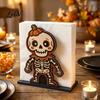 Cute Cartoon Pattern Decor Halloween Wooden Napkin Holder, Black Cat Mummy Pumpkin Table Desktop Organizer for Party, Spooky Festive Kitchen