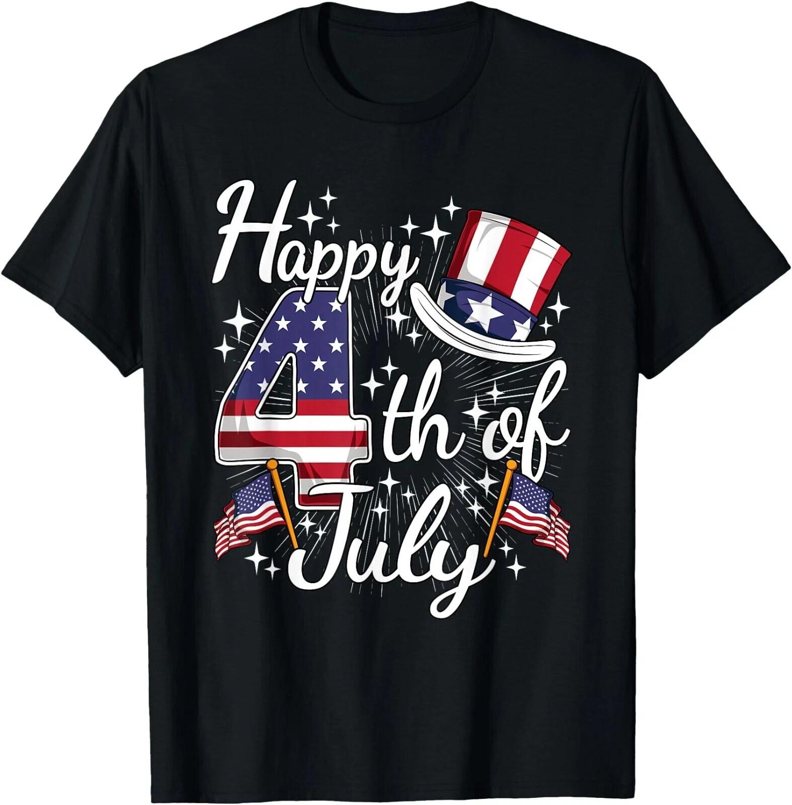 Happy 4th Of July Patriotic American Flag USA Men Women T-Shirt , Unisex Tees S