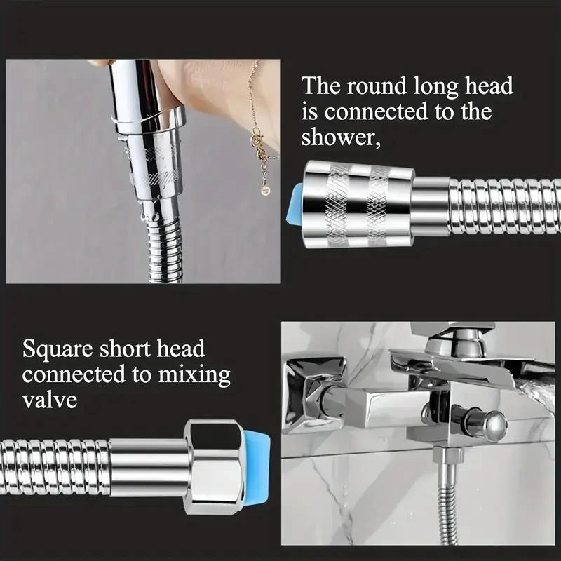 Flexible Stainless Steel Plumbing Hose Shower Head Tube Flexible Bathroom Pipe 1m Bath Accessories